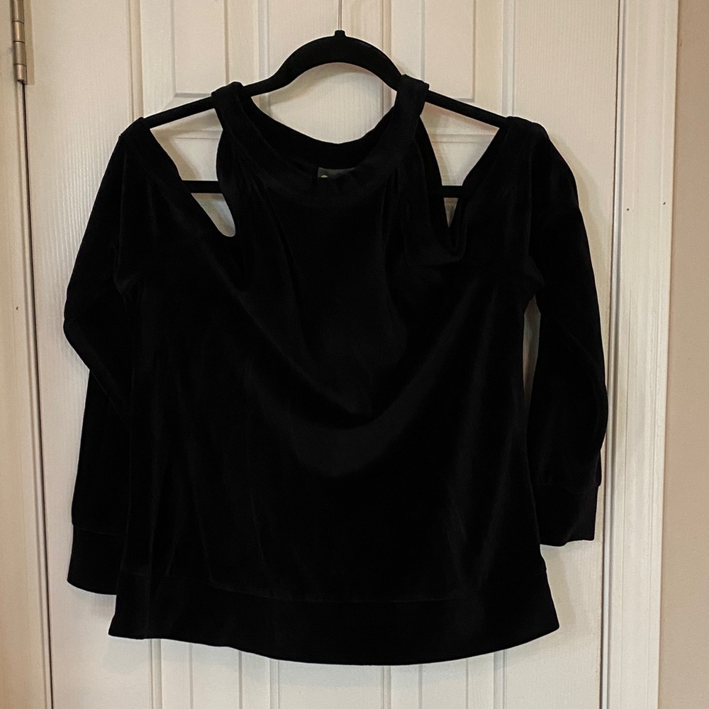 Zella Black Velour Cut-Out Women's Top
